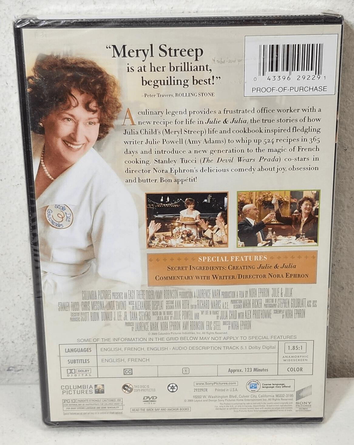 Julie & Julia DVD Movie Meryl Streep Amy Adams NEW Sealed - Thumbnail 2