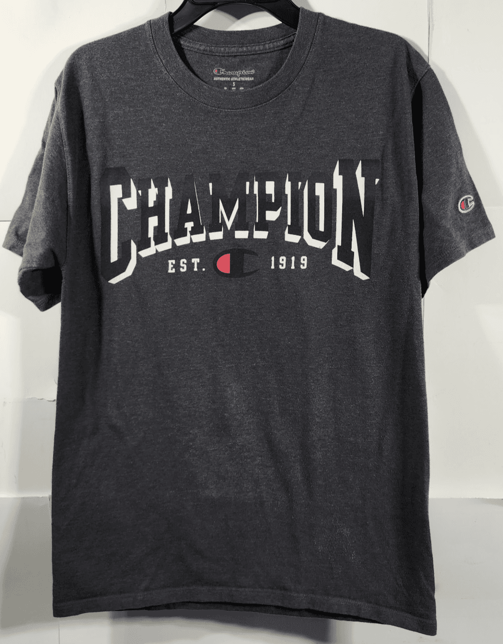 Champion Boy's Small Athleticwear Short Sleeve Logo T-Shirt Gray Youth Size - Thumbnail 5