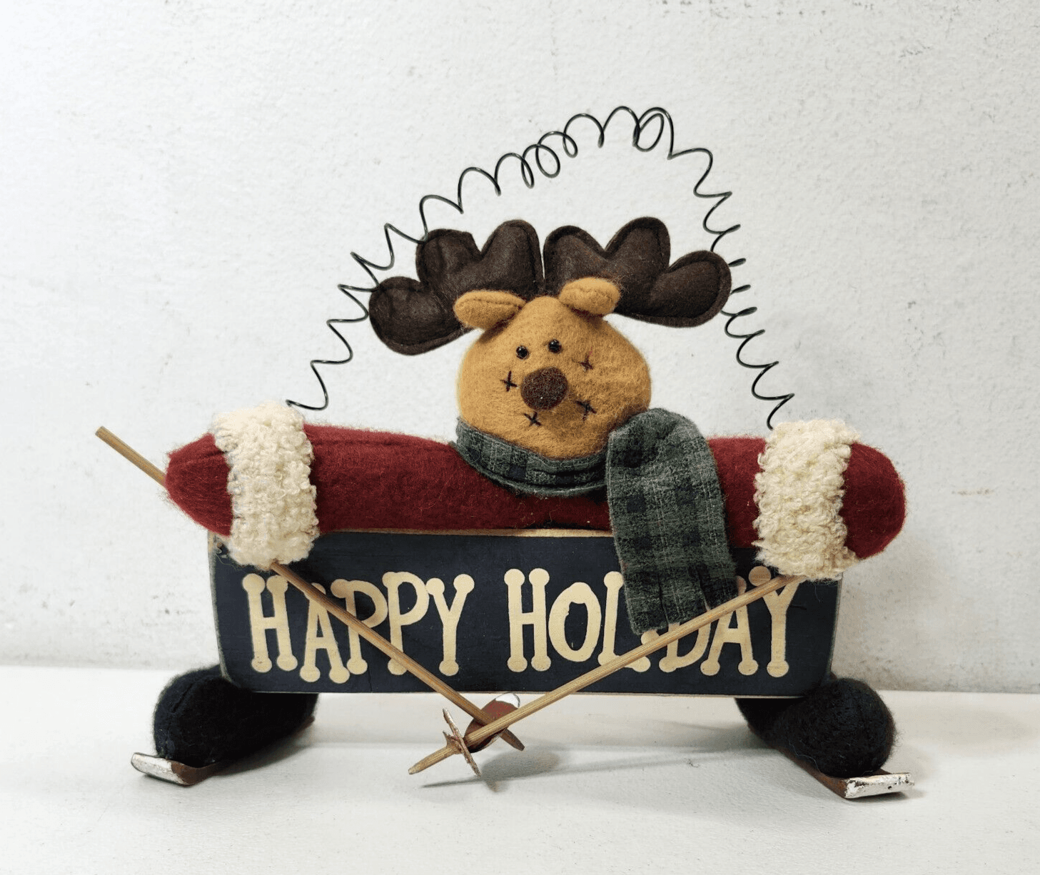 Vintage Christmas Reindeer Deer Figurine Happy Holiday Home Decor - Thumbnail 2