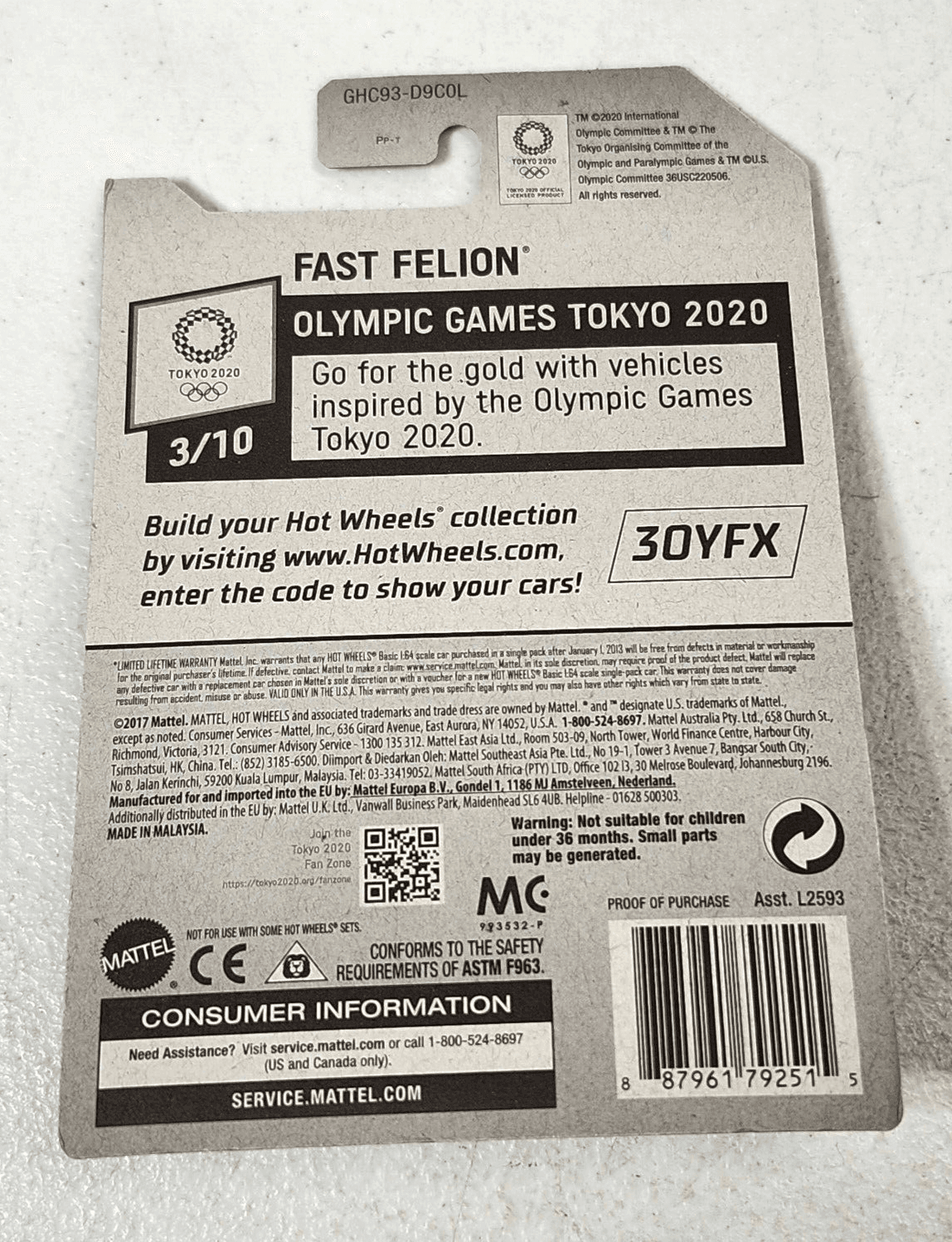 2020 Hot Wheels #203 Olympic Games Tokyo 2020 Fast Felon Green Car 1/64 Toy NEW - Thumbnail 7