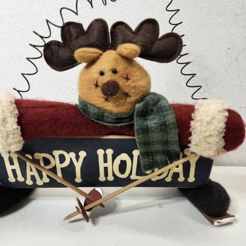 Vintage Christmas Reindeer Deer Figurine Happy Holiday Home Decor - Thumbnail 3
