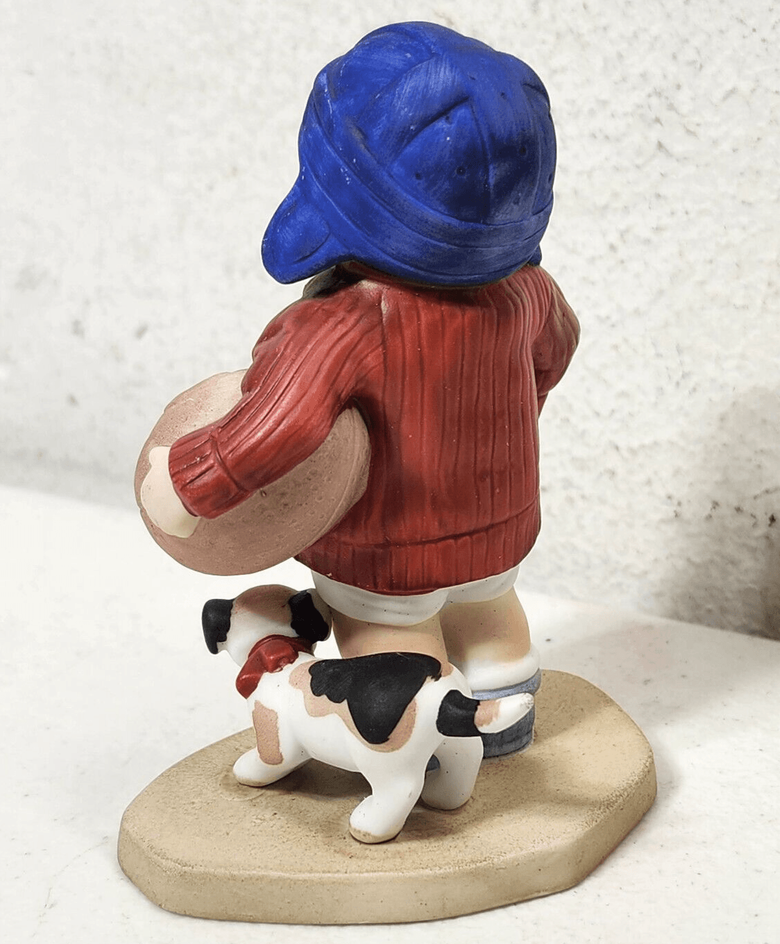 The Heirloom Tradition Ready For Kick-Off Boy Figurine Holding Football W/Dog - Thumbnail 5
