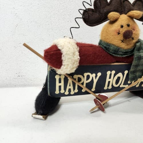 Vintage Christmas Reindeer Deer Figurine Happy Holiday Home Decor - Thumbnail 4