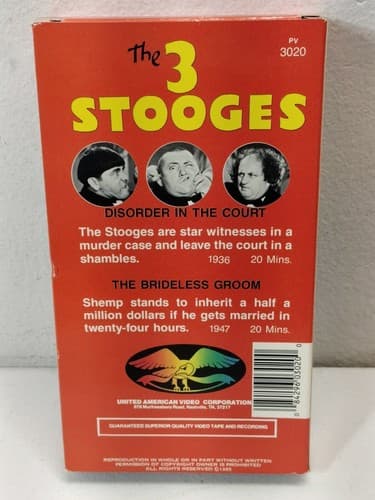The Three Stooges Disorder In The Court & Brideless Groom VHS Moe Larry Curly - Thumbnail 3