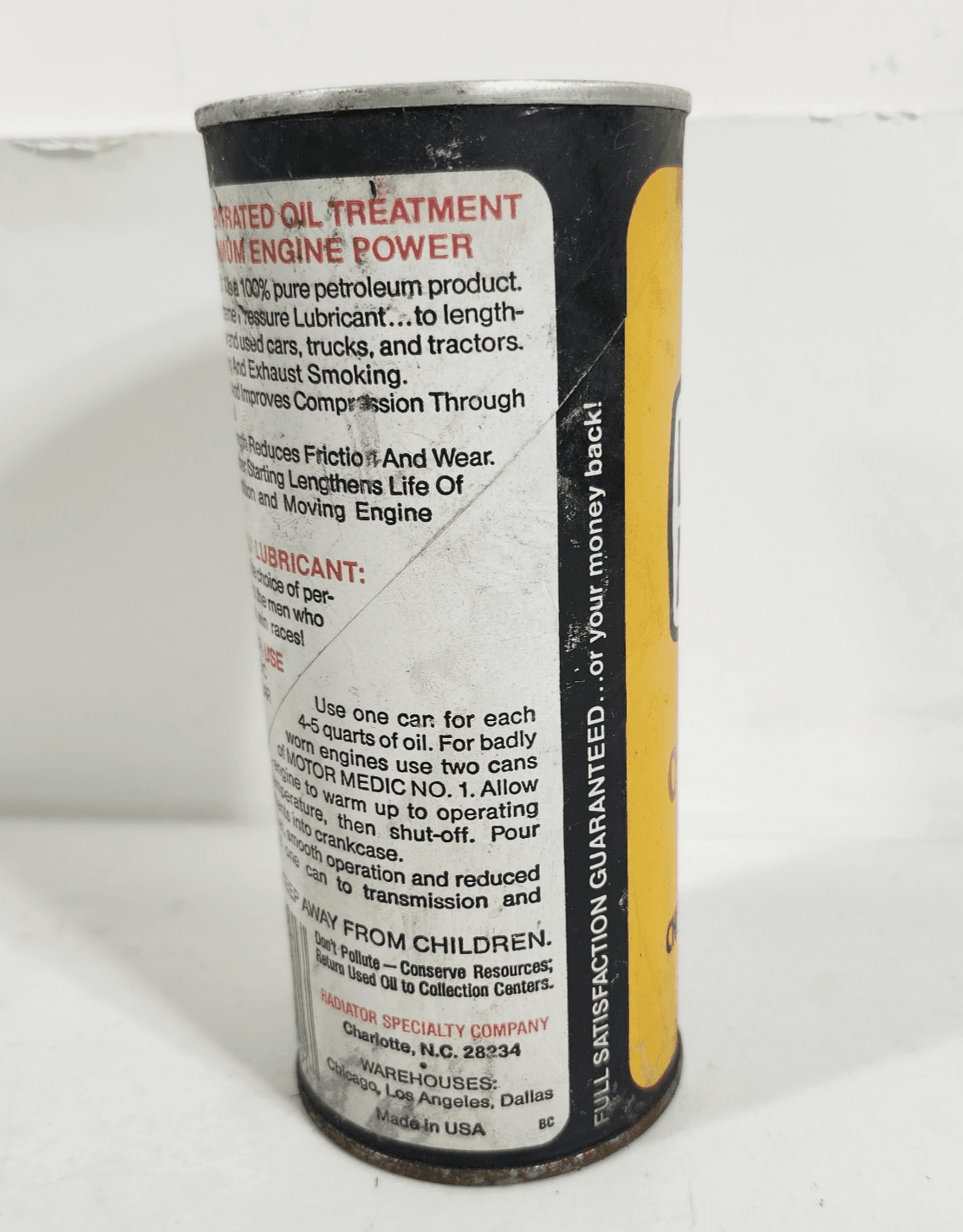 Vintage Solder seal, Motor Medic 1 Engine Oil Treatment empty 15oz Can - Thumbnail 5
