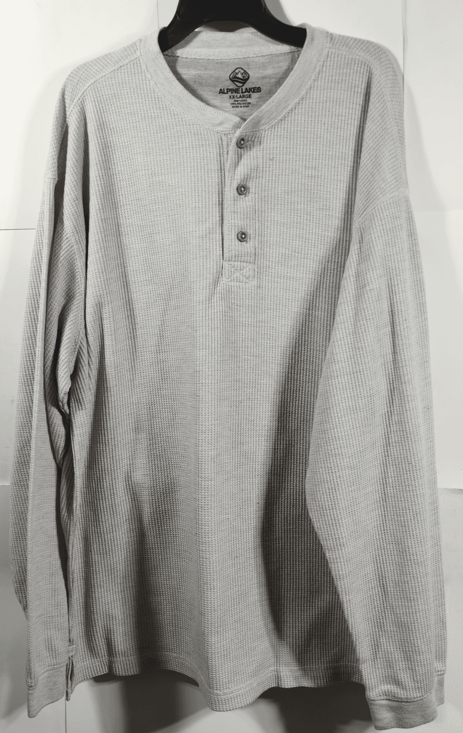 Alpine Lakes Men's XXL Henley Thermal Long Sleeve Shirt Waffle Knit Gray - Thumbnail 5