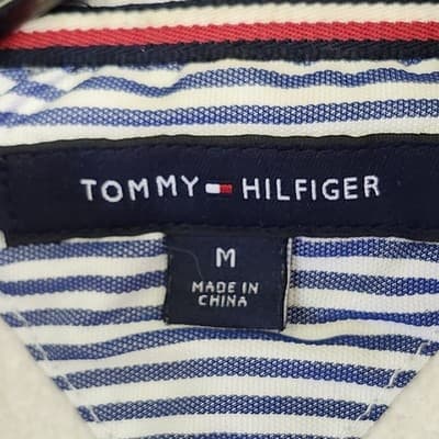 Tommy Hilfiger Men's M Grey Heather Logo Graphic 1/4 Zip Hoodie Sweatshirt - Thumbnail 7