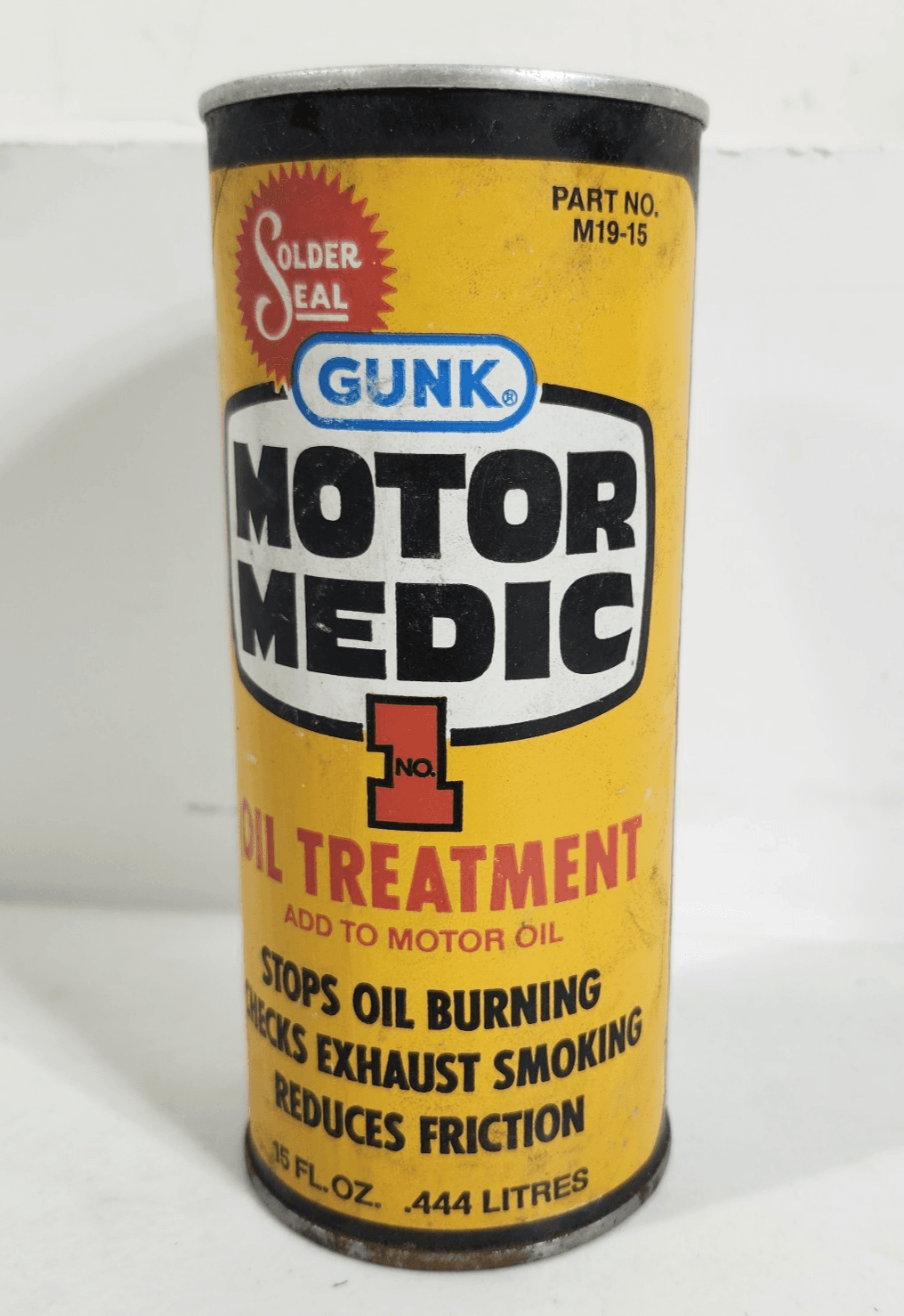 Vintage Solder seal, Motor Medic 1 Engine Oil Treatment empty 15oz Can - Thumbnail 2