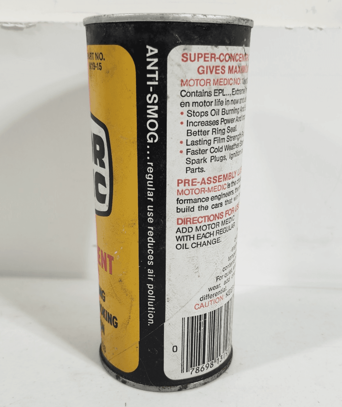 Vintage Solder seal, Motor Medic 1 Engine Oil Treatment empty 15oz Can - Thumbnail 3