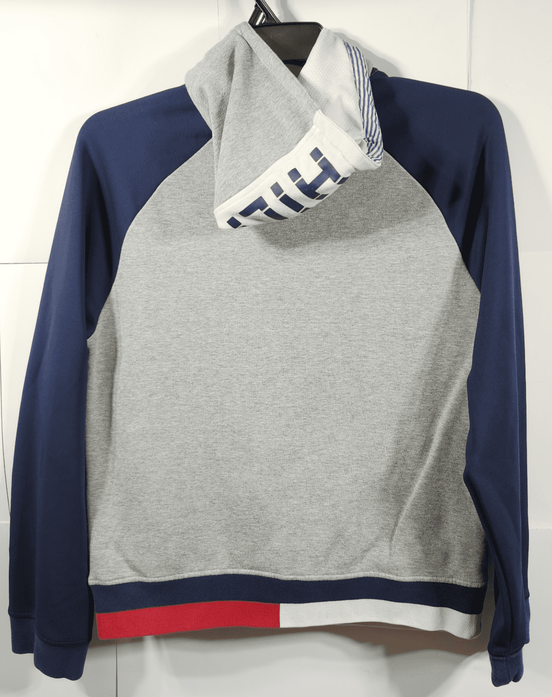 Tommy Hilfiger Men's M Grey Heather Logo Graphic 1/4 Zip Hoodie Sweatshirt - Thumbnail 6