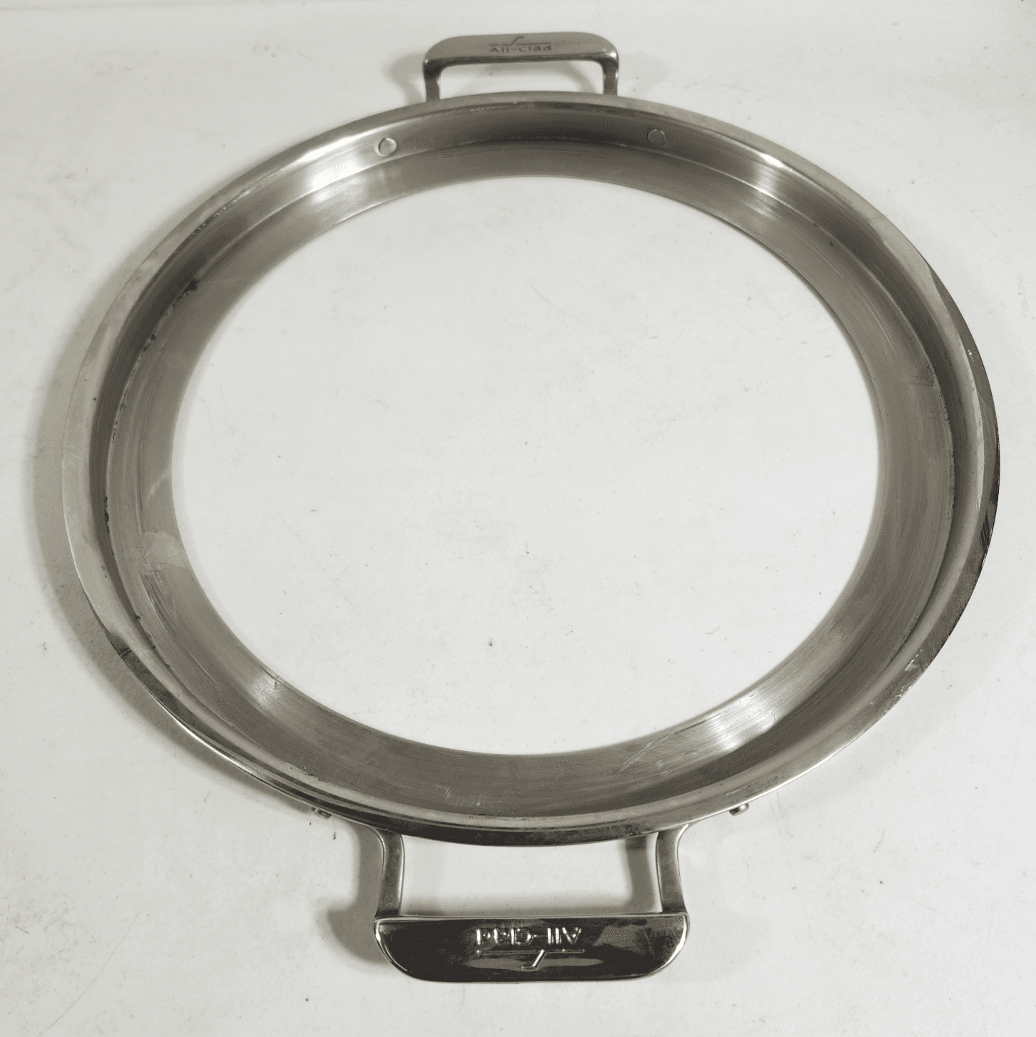 All Clad 13" Pizza Baker Stone With Stainless Steel Frame Serving Tray Handles - Thumbnail 3