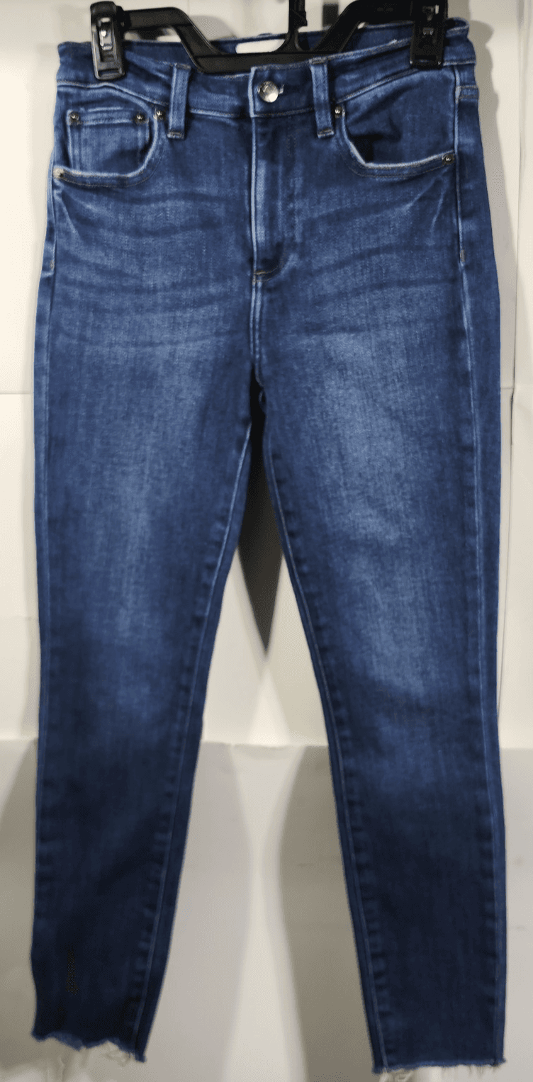 Pistola Women's 26 Jeans Blue Denim Mid Rise Raw Hem Ankle - Thumbnail 5