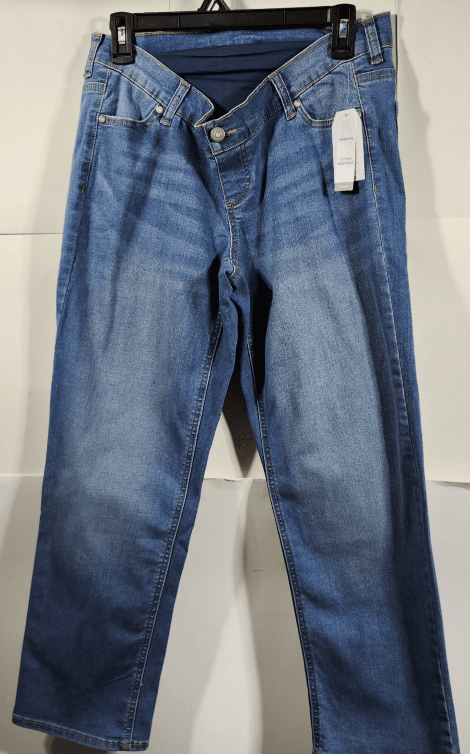 Time & Tru Women's S Maternity Jeans Straight Leg Blue Denim Stretch Pants NEW - Thumbnail 5