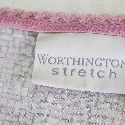 Worthington Top Womens Large Pink Multicolor Shirt V-Neck 3/4 Flutter Sleeve - Thumbnail 8