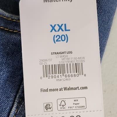 Time & Tru Women's XXL Maternity Jeans Straight Leg Blue Denim Stretch Pants NEW - Thumbnail 8