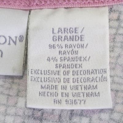 Worthington Top Womens Large Pink Multicolor Shirt V-Neck 3/4 Flutter Sleeve - Thumbnail 7