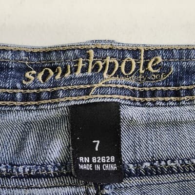 Vintage South Pole Jeans Womens Size 7 Blue Denim Embroidered Y2K Spellout - Thumbnail 7