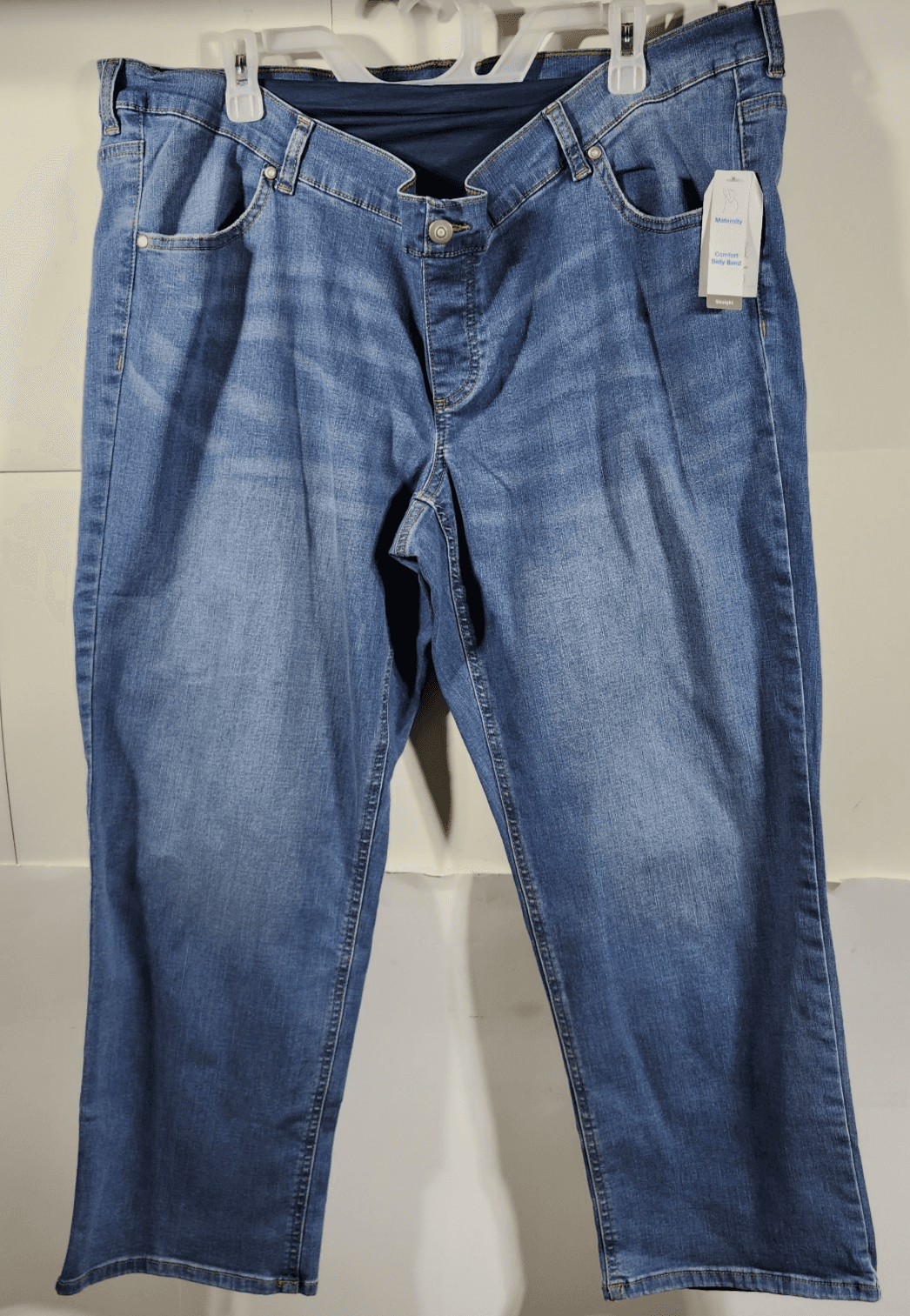 Time & Tru Women's XXL Maternity Jeans Straight Leg Blue Denim Stretch Pants NEW - Thumbnail 5