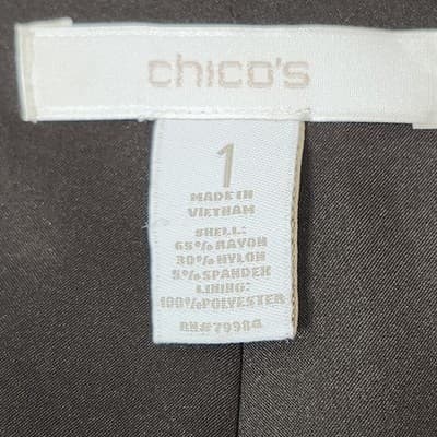 Chico's Stretch Women's Lined Blazer Size 1 Button Closure Brown - Thumbnail 7