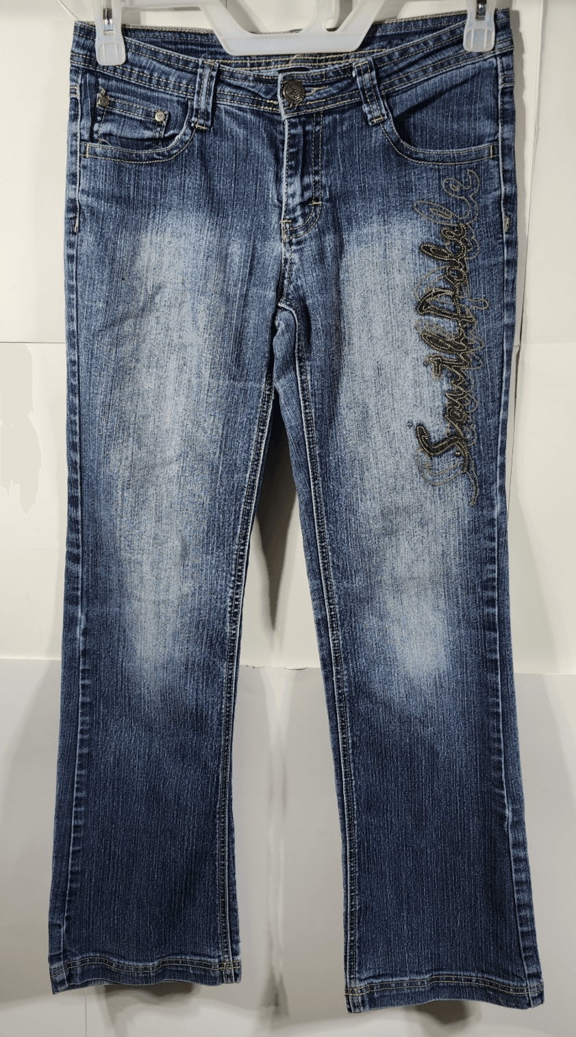 Vintage South Pole Jeans Womens Size 7 Blue Denim Embroidered Y2K Spellout - Thumbnail 5