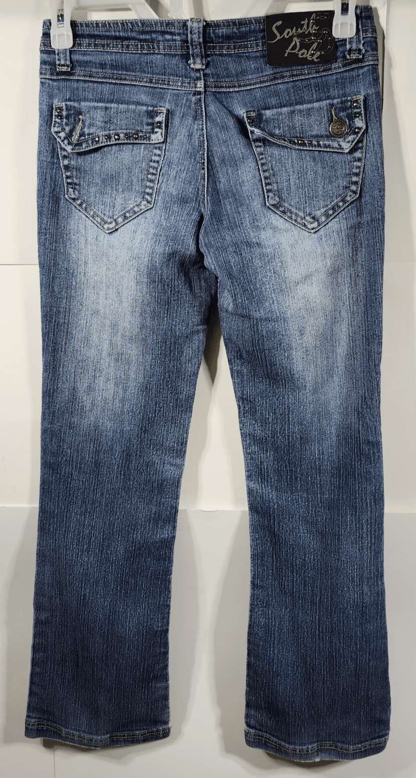 Vintage South Pole Jeans Womens Size 7 Blue Denim Embroidered Y2K Spellout - Thumbnail 4