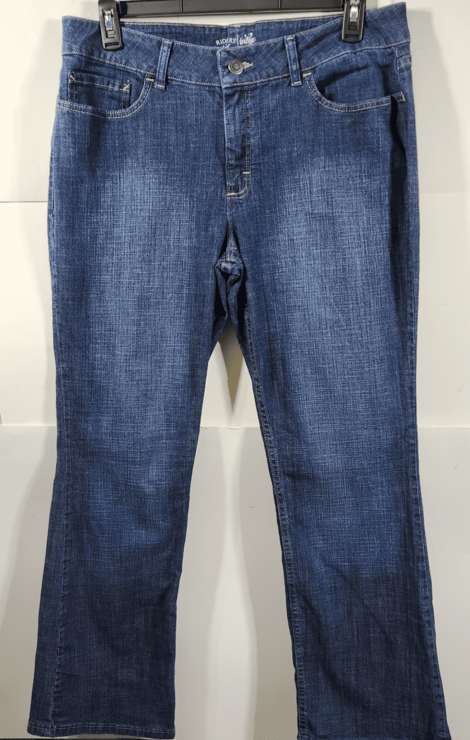 Riders By Lee Mid Rise Bootcut Jeans Women's 16 Embroidered Blue Denim Stretch - Thumbnail 5