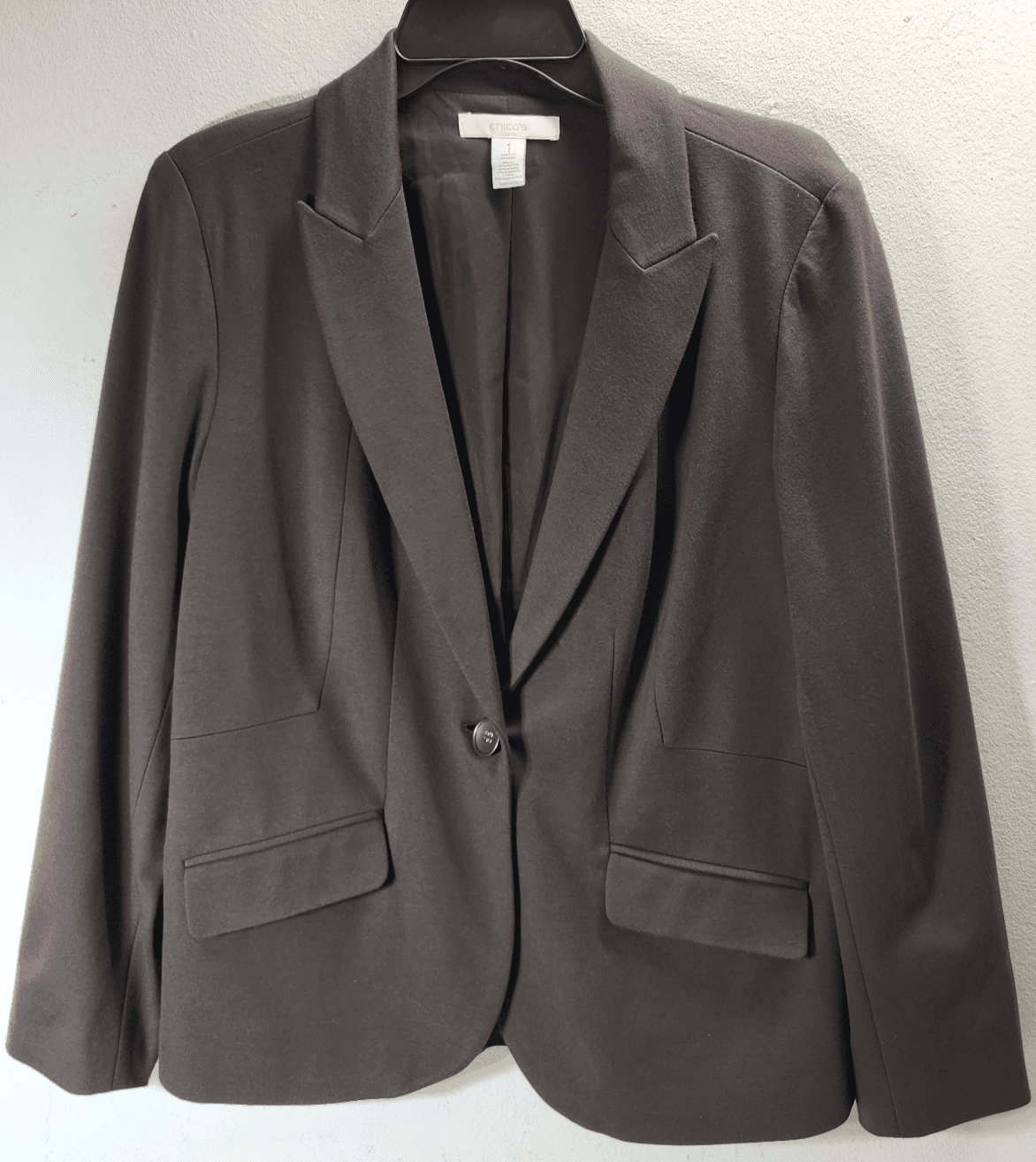 Chico's Stretch Women's Lined Blazer Size 1 Button Closure Brown - Thumbnail 5