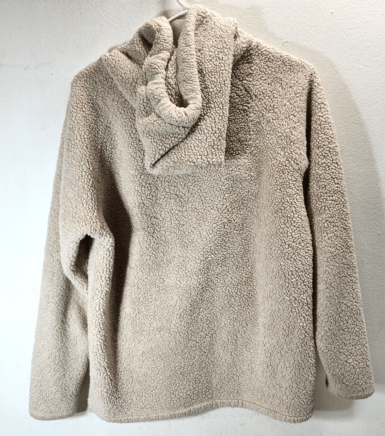 Victoria's Secret Women Sweatshirt Size XS Beige Sherpa Hoodie Tunic Pocket - Thumbnail 6