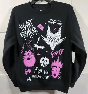 Disney Villains Women's XS Sweatshirt Black Graphic Long Sleeve NEW - Thumbnail 5