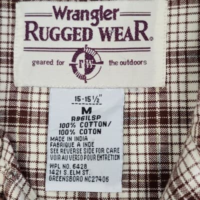 Wrangler Rugged Wear Men's Long Sleeve Button Down Shirt Red XL Pockets Work - Thumbnail 7