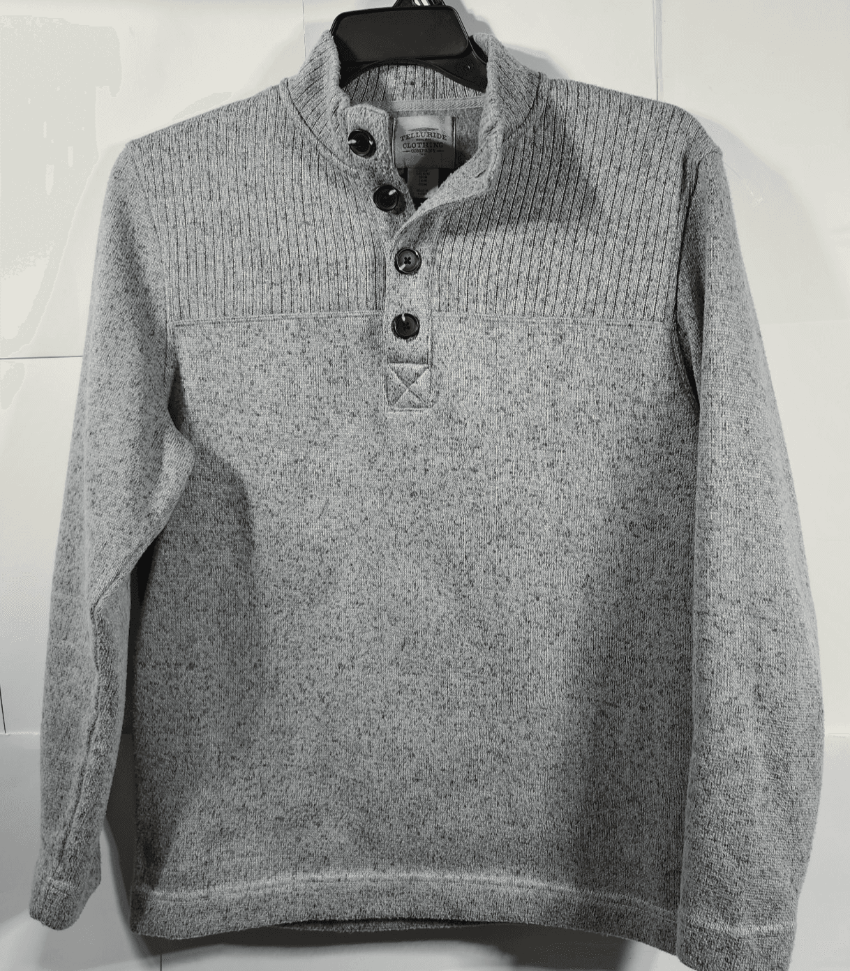 Telluride Clothing Co Men's M Sweater Gray Long Sleeve 1/4 Button - Thumbnail 5
