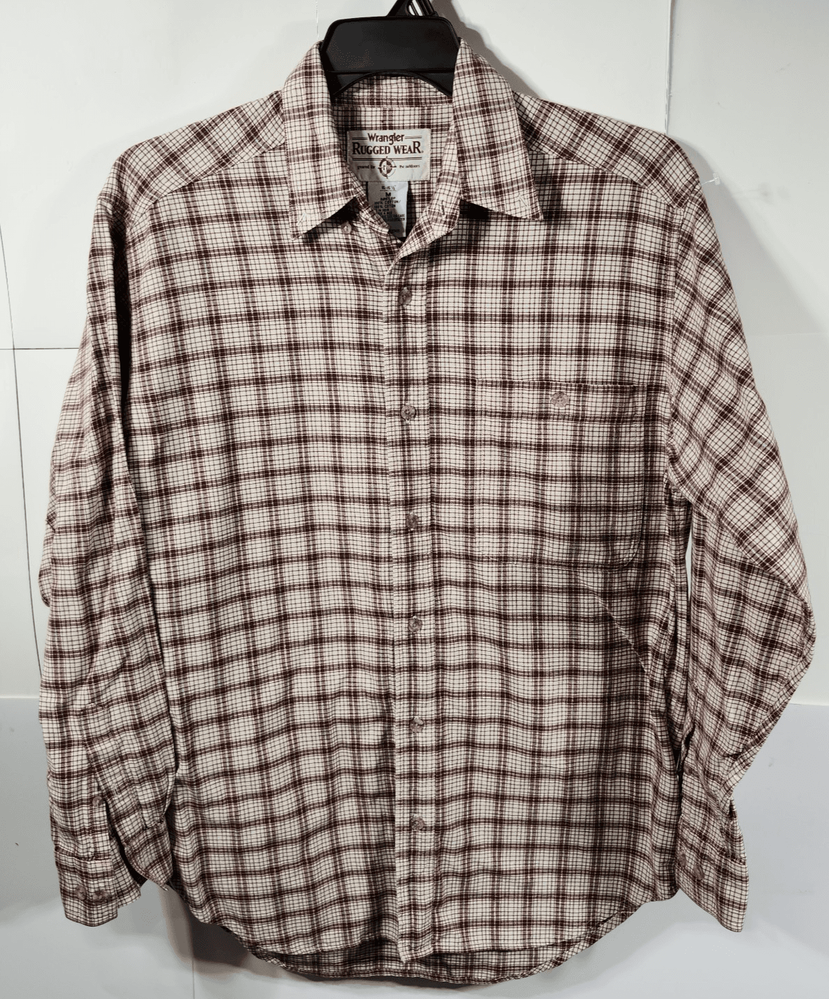 Wrangler Rugged Wear Men's Long Sleeve Button Down Shirt Red XL Pockets Work - Thumbnail 5