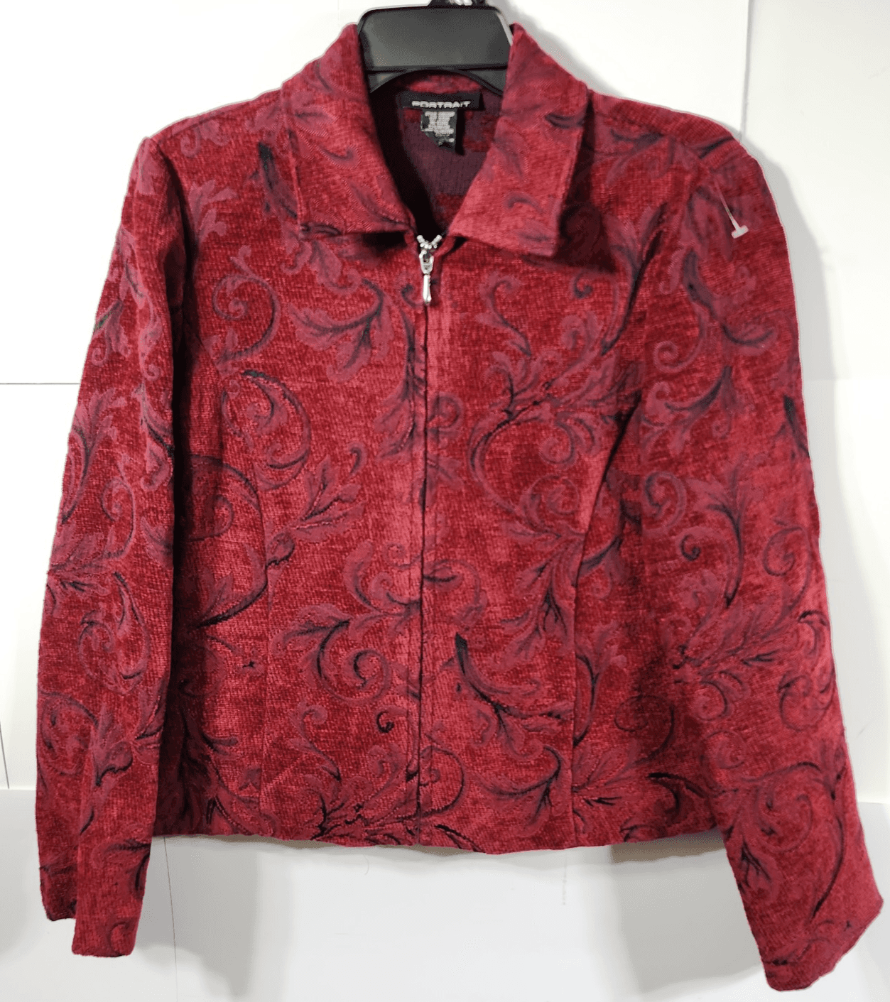 Portrait Women's Jacket Red Multi Colored Swirl Size 4P Long Sleeve - Thumbnail 5