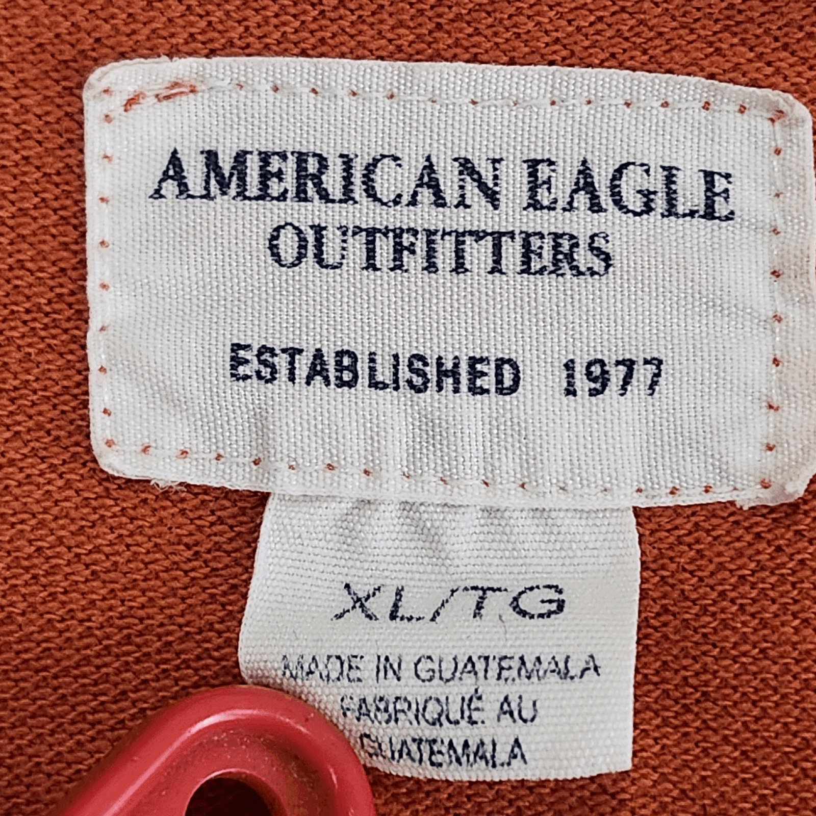 Vintage Y2K American Eagle Men's XL Polo Shirt Orange Long Sleeve - Thumbnail 7