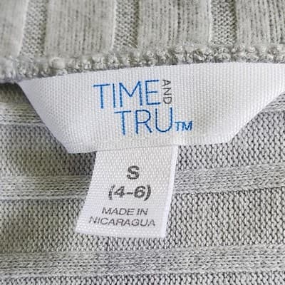 Time and Tru Women's Small Shirt Ribbed Hacci V-neck Top Gray NEW - Thumbnail 8