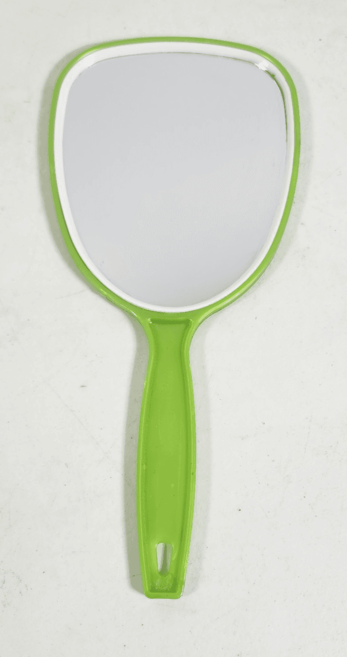 Vintage Plastic Vanity Hand Mirror Green 11” - Thumbnail 2
