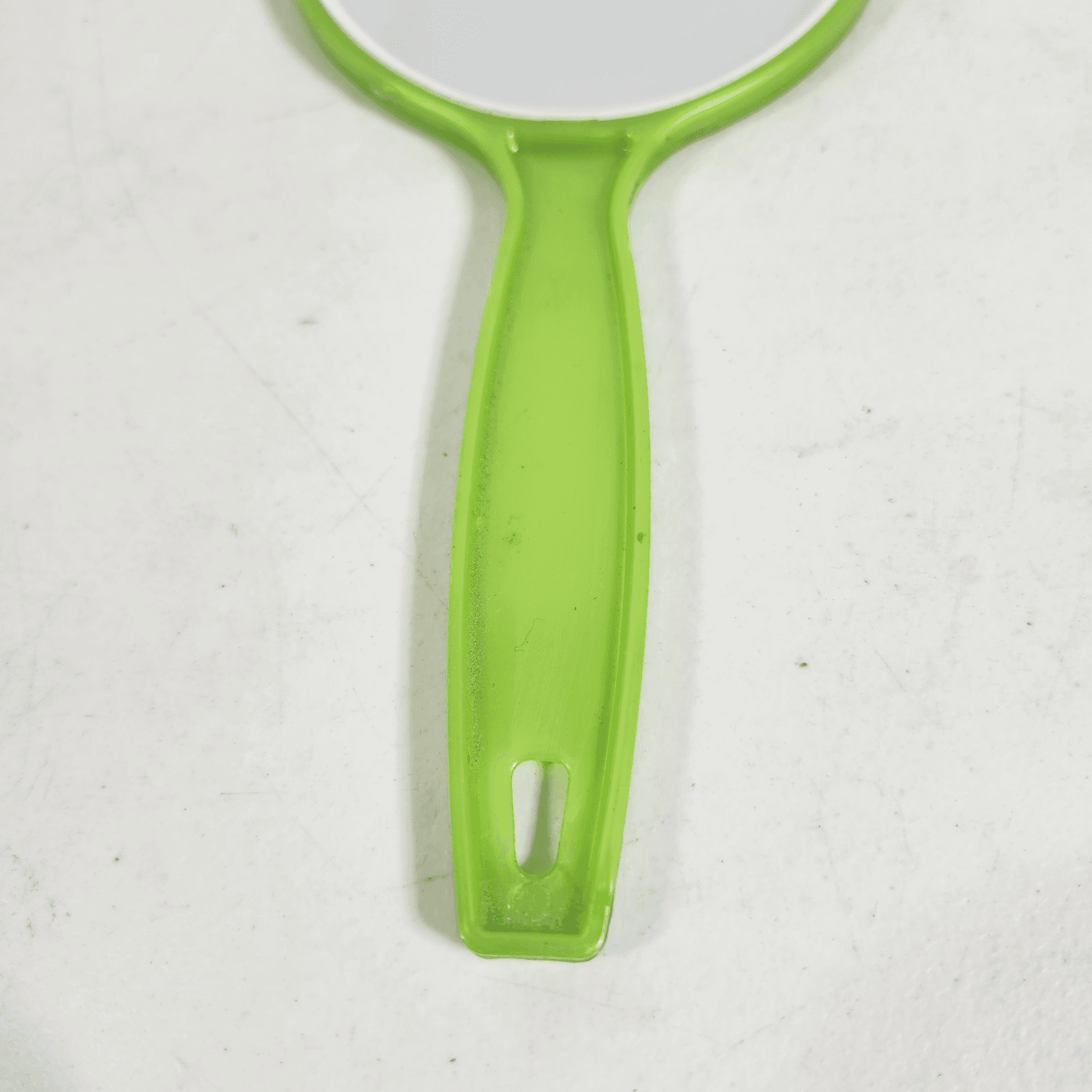 Vintage Plastic Vanity Hand Mirror Green 11” - Thumbnail 3