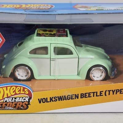 Hot Wheels Pullback Speeders Volkswagen Beetle Type 1 Kafer Car Toy NEW - Thumbnail 2