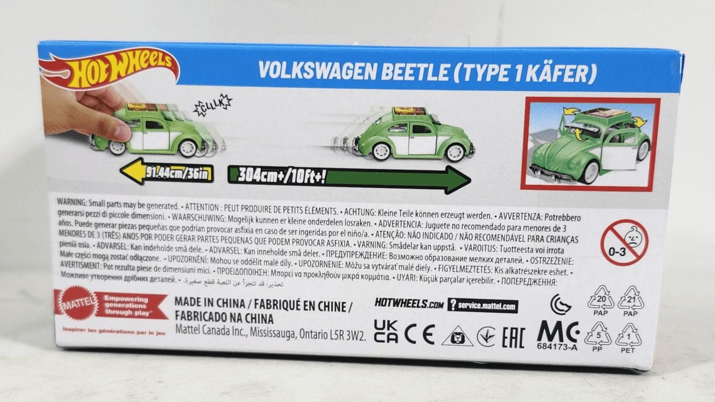 Hot Wheels Pullback Speeders Volkswagen Beetle Type 1 Kafer Car Toy NEW - Thumbnail 7