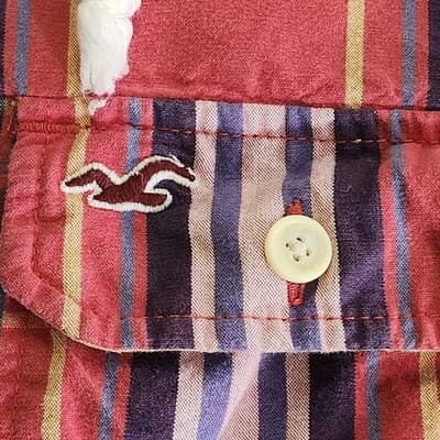 Hollister Men's S Shirt Hoodie Button Down Red Blue Plaid Long Sleeve - Thumbnail 8
