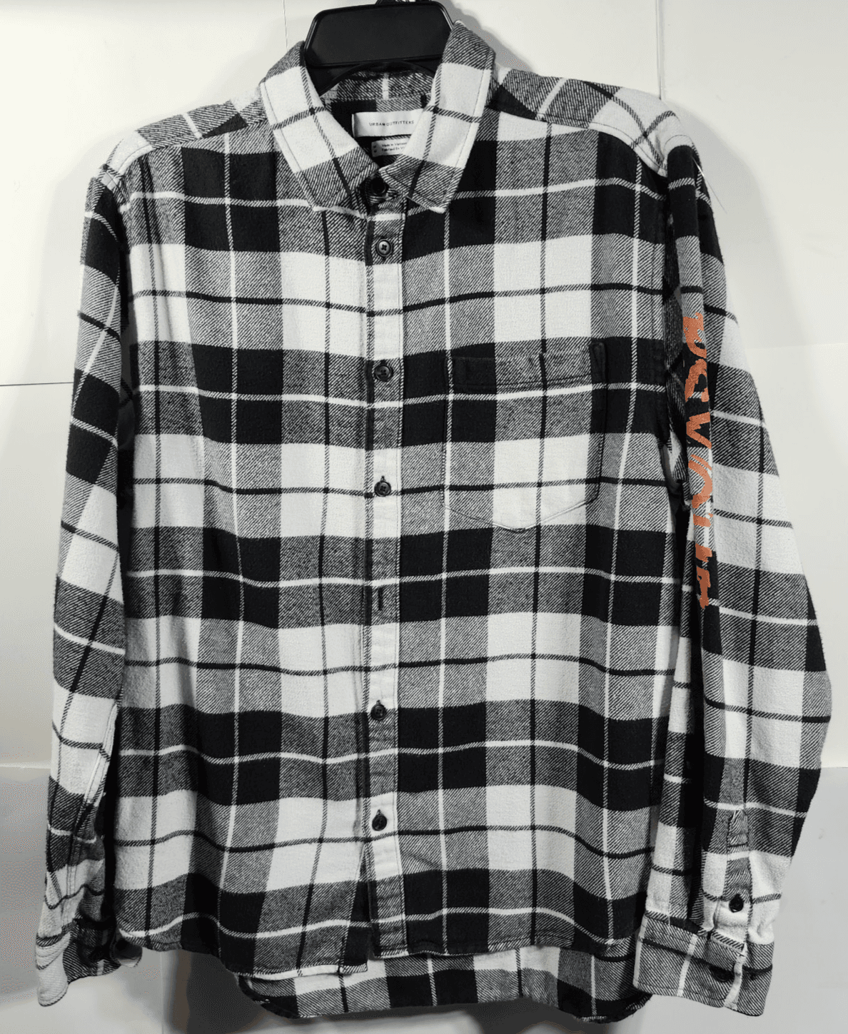 Urban Outfitters Men's M Shirt Psyche Out Sleeve Graphic Flannel Button Up - Thumbnail 5