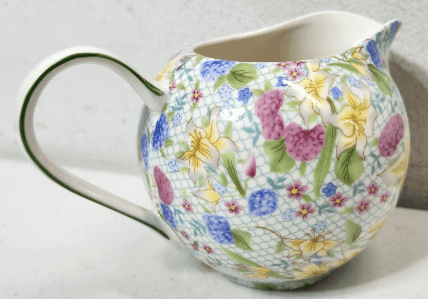 Grace Fine Porcelain 12 Oz Floral Creamer Dutch Jug - Thumbnail 5