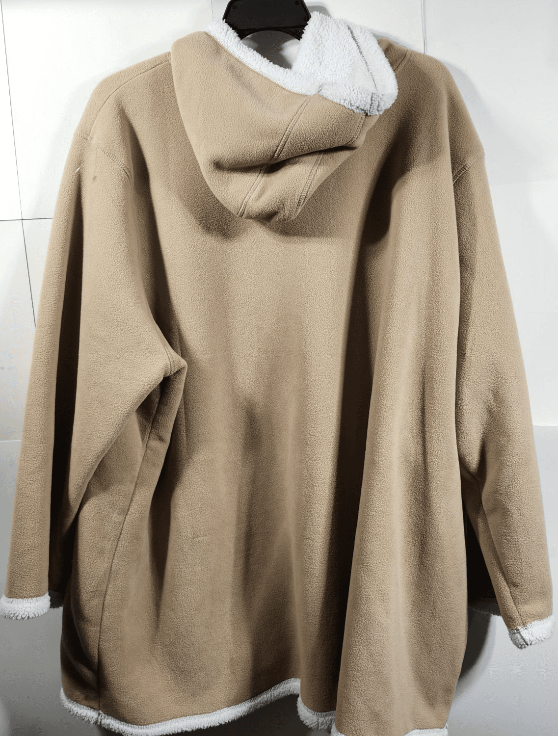 Anthony Richards Women's Plus Size 5X Fleece Jacket Tan / Beige Hooded Coat Top - Thumbnail 6