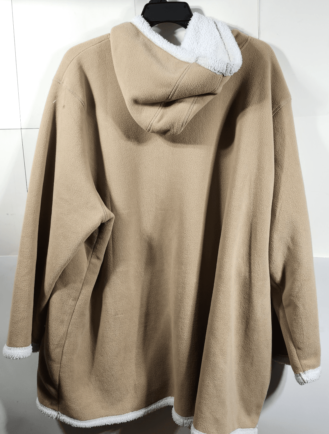 Anthony Richards Women's Plus Size 5X Fleece Jacket Tan / Beige Hooded Coat Top - Thumbnail 4