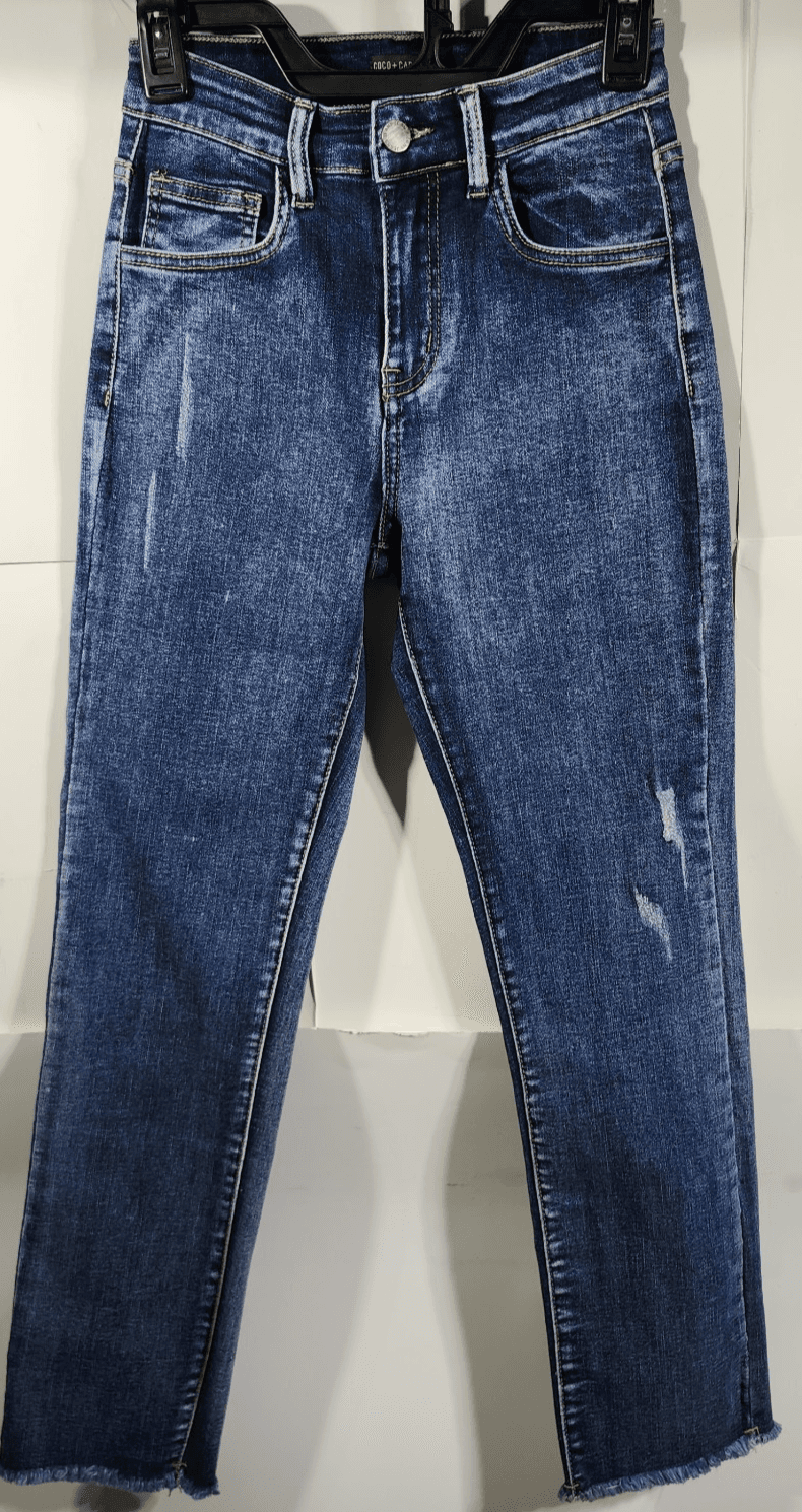 Coco + Carmen Jeans Women's Small Blue Denim Distressed Raw Hem - Thumbnail 5