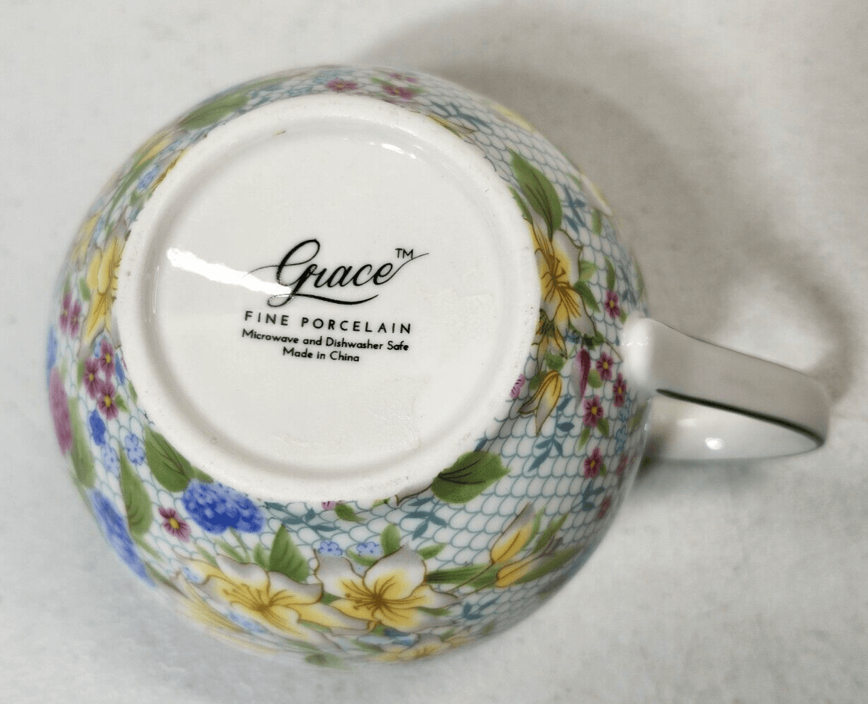 Grace Fine Porcelain 12 Oz Floral Creamer Dutch Jug - Thumbnail 9
