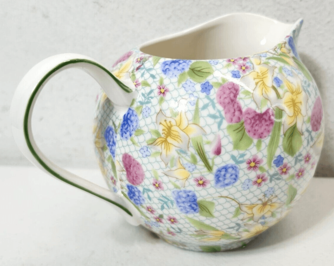 Grace Fine Porcelain 12 Oz Floral Creamer Dutch Jug - Thumbnail 4