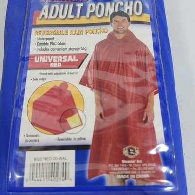 Stearn's Adult Reversible Rain Poncho-Taupe Red NEW - Thumbnail 2