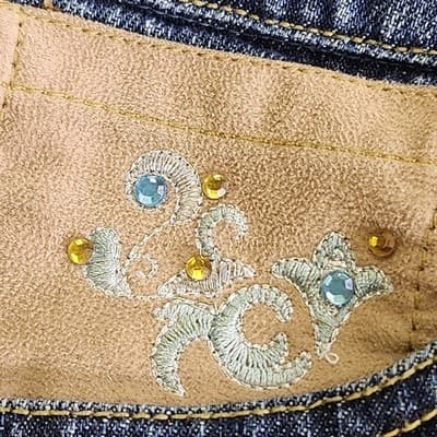 Gordon James Women's 9/10 Jeans Blue Embellished Embroidered Jeweled Pockets - Thumbnail 8