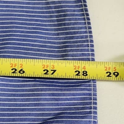 American Eagle Mens Button Up Long Sleeve Shirt Size Medium Blue White Striped - Thumbnail 3